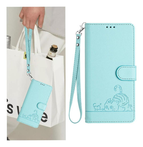 Funda For Motorola Edge 50 Fusion Cat Rfid Cartera Flip