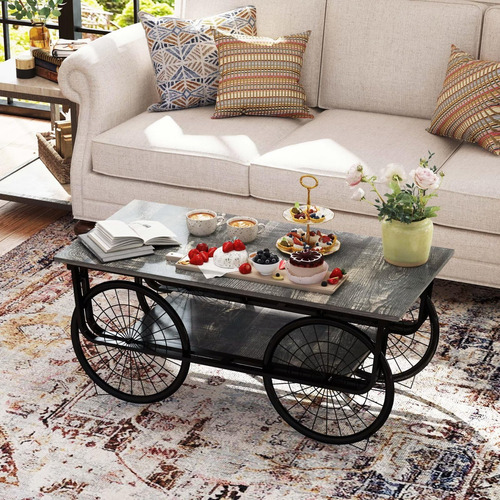 Mesa Auxiliar Rectangular De Estilo Moderno Con 4 Ruedas