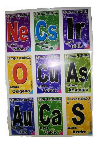 Gcg Juego De Loteria Didáctico Tabla Periódica Química