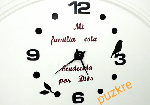 Reloj De Pared 3d Con Frase En Vinilo 60cm X 60cm