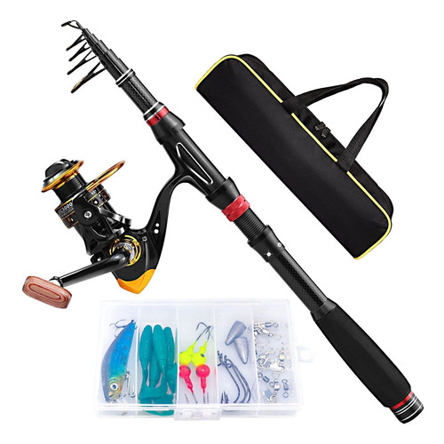 Carbon Fiber Fishing Rod And Reel Combo Portable Pole