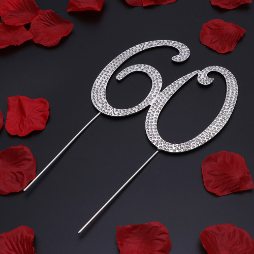 Topo De Bolo Com Strass Número 60