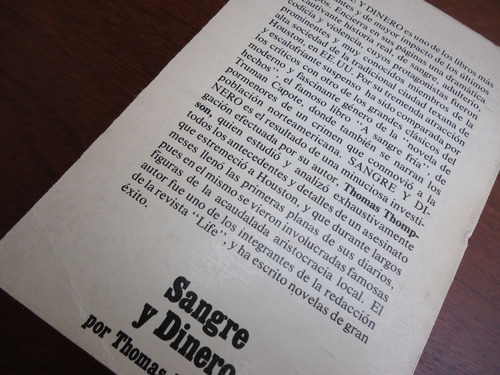 Sangre Y Dinero - Thomas Thompson - Novela - Hojas Sueltas (Usado)