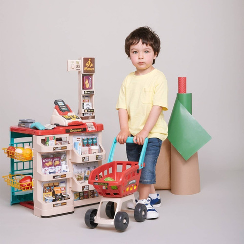 Juego Niñ@ Set Supermercados Luz Y Sonido Con Carrito 48 Pcs