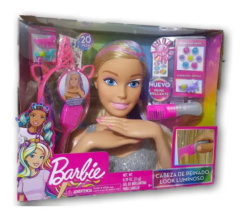 Barbie Deluxe Rainbow Styling Cabeza Barbie Rubia Set 27p