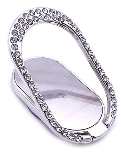 Anillo Soporte Para Celular Plateado Con Brillos