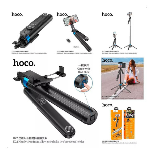 Soporte Palo Selfie Tripode K22 Hoco Control Bluetooth 1.75m