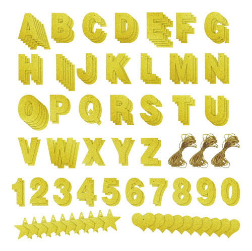 126 Pack Gold Glitter Letters, Kit De Banner Personalizado C