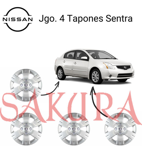 4 Tapones Rueda Nissan Sentra 2001 15 PuLG. Originales
