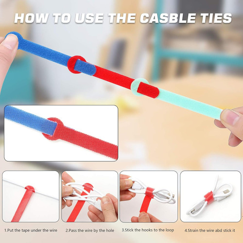 Bridas Para Cables, Gestion De Cables Reutilizables De 4+...