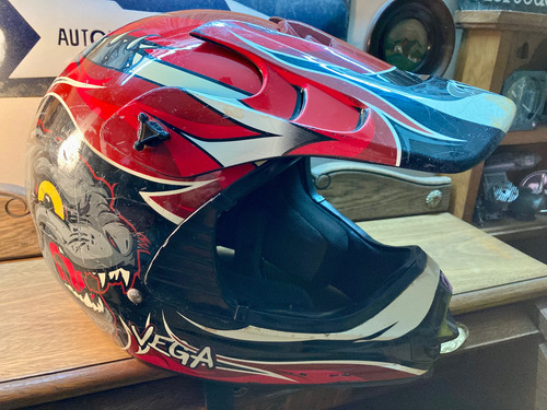 Casco Motocross Vega Mojave L Pantera Negra Integral Detalle Rojo Jaguar L (Usado)