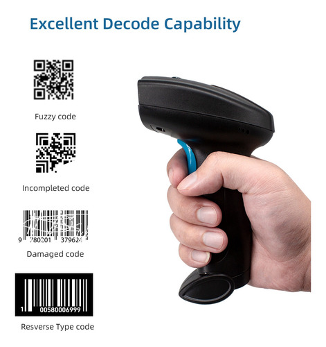 Imagen 2 de 6 de Escáner De Código De Barras 1d 2d Inalámbrico Usb De Mano