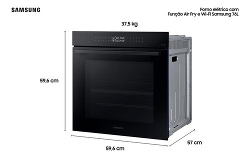 Forno Elétrico De Embutir Samsung Com 76 Litros, Grill, Funç