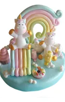 Comprar Adorno De Torta Unicornios Golosos Y Número En Porcelan Fria