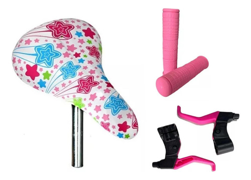 Kit Bike Infantil Banco Manete Manopla Aro 12 16 20 Poderosa