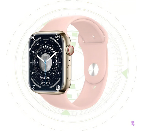Relógio Smartwatch Imenso Plus Max 45mm Função De Voz Nfc Caixa Verde Pulseira Rosa Bisel Rosa-pálido Desenho Da Pulseira Mesh