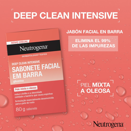 Jabón En Barra Neutrogena Deep Clean Limpieza Facial 80 g