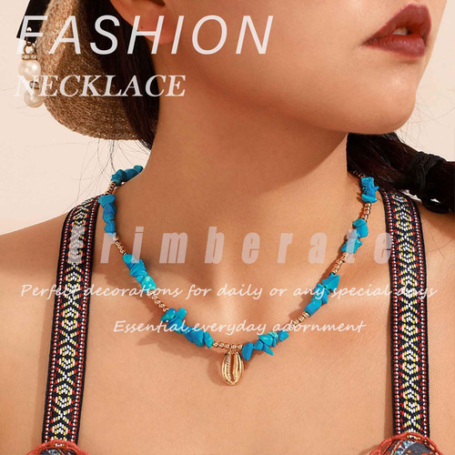 Erimberate Gargantilla De Concha De Perlas En Capas Bohemias