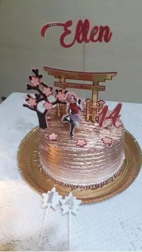 Topo De Bolo Personalizado Aniversário Sakura Naruto