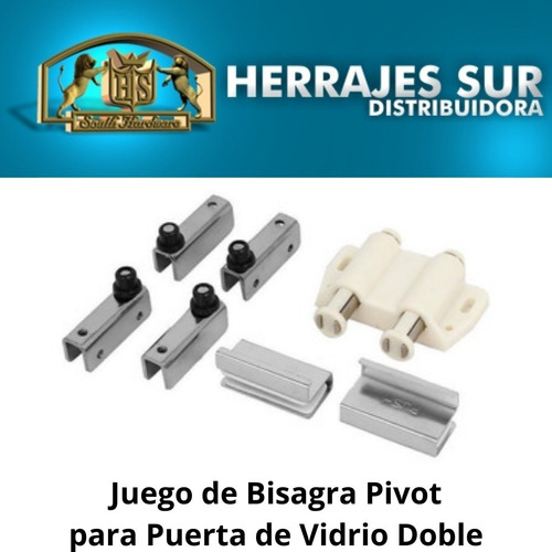 Imagen 2 de 7 de Bisagra Metálica Pivot Puerta Vidrio Mueble Vidriera Doble