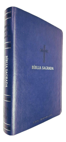 Bíblia Sagrada Arc Full Color Capa Pu Luxo Cruz Azul Pda Pjv Ped Mc Harpa Avivada E Corinhos Letra Hipergigante Cpp