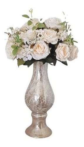 Imagem 1 de 5 de Arranjo De Flores Artificiais Com Rosas Em Vaso Cerâmico
