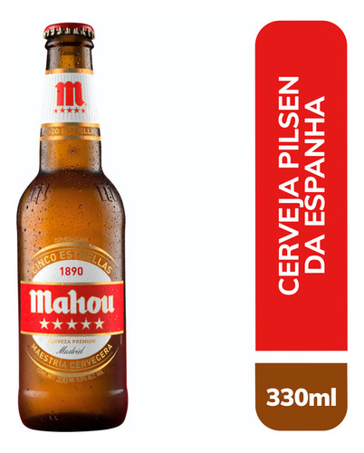 Cerveja Mahou Cinco Estrellas Pilsen Importada Espanha 330ml
