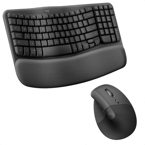 Combo Ergonómico Logitech Teclado Wave Keys + Mouse Lift, Bk