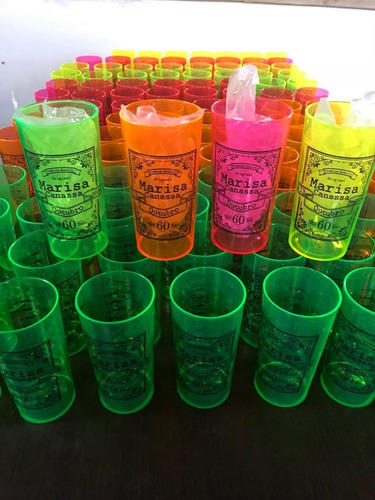 Imagem 8 de 8 de 100 Copos Longdrink 320ml Neon Personalizados Frent/verso