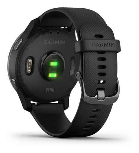 Smartwatch Garmin Venu Venu 1.2" caja 43.2mm de polímero reforzado con fibra black, malla black de silicona y bisel slate de acero inoxidable