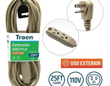 Extensión Eléctrica De 25 Pies Beige Troen Mayor Y Detal 