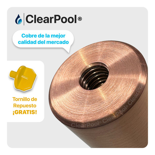 Ánodo Premium Barra Cobre Puro Antisarro | Ionizador Solar Piscina Pileta | Repuesto 25mm X 100mm (ver Foto 2)