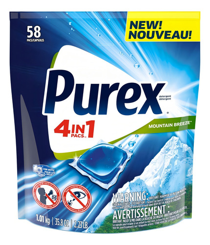 Purex 4-en-1 Detergente De Lavandería 58 Cargas.