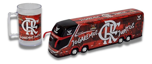 Brinquedo Carrinho Em Miniatura Ônibus Do Flamengo + Caneca