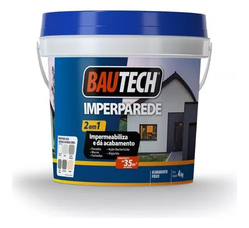 Tinta Impermeabilizante 2em1 Branco Acabamento Bautech 4kg 