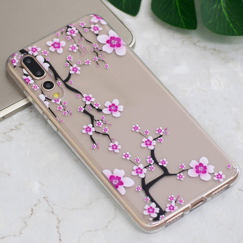 Para Huawei P20 Pro Diseño Flor Unicornio Estuche Aceite