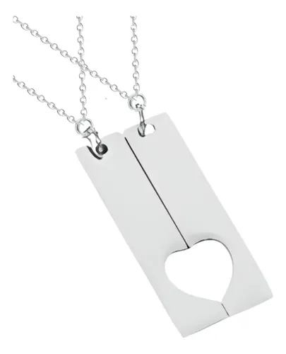Colgante Corazón Partido Acero Inoxidable Dúo Regalo Amigos