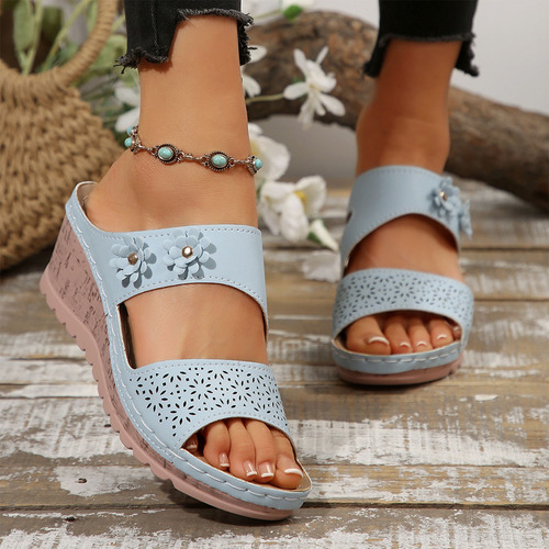Zapatillas De Verano De Suela Gruesa De Color Liso Para Muje