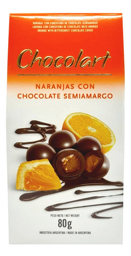 Chocolart Naranjas Con Chocolate Semiamargo Estuche 80g