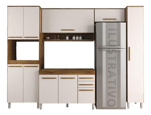 Imagem 1 de 5 de Cozinha Modulada 6 Peças Prata - Castanho/off-white