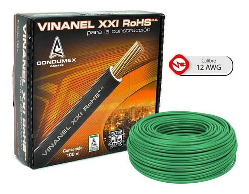Imagen 1 de 7 de Caja 100 Mts Cable Negro Thw Cal 12 Aw Condumex Vinanel Xxi