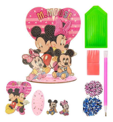Kit Pintura De Diamantes 3d Madera Sanrio Kuromi Y Mas 7061 Mickey Y Minnie