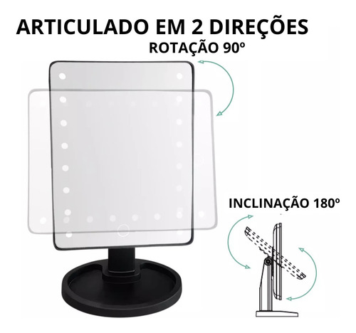 Espelho De Mesa 16 Led Portátil Maquiagem Articulado Rosa