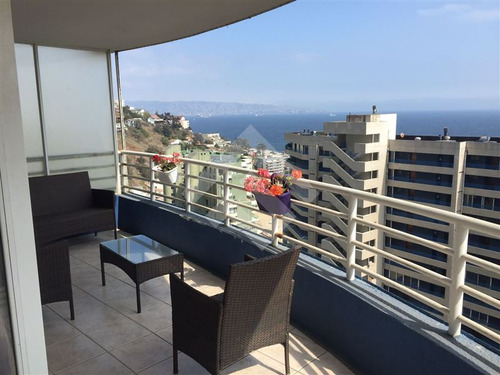 Departamento Con Vista Al Mar En Venta De 3 Dorm. En Reñaca