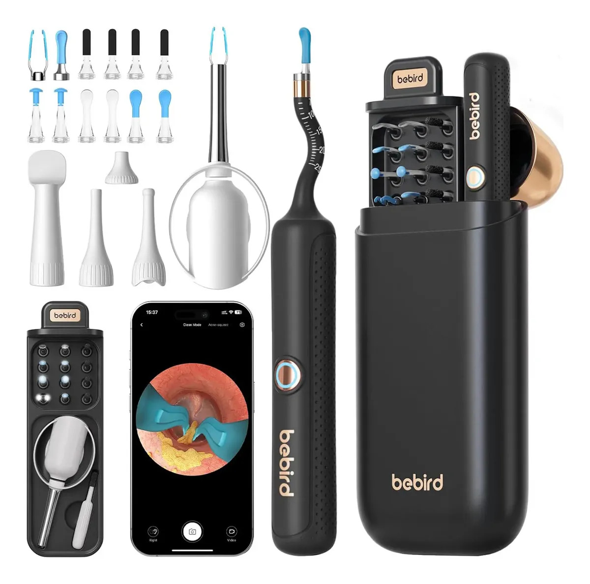 Otoscópio Digital Bebird Earsight Plus R37R com Pinça Robótica Preto