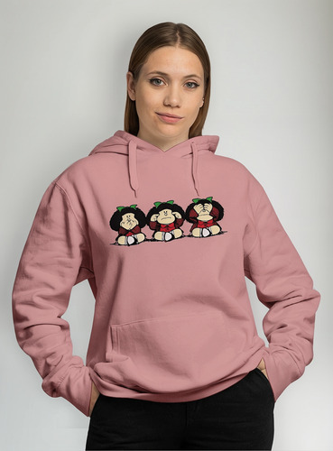 Poleron Mujer Oversize Estampado Dtf Mafalda 1022 Ciega Sorda Muda