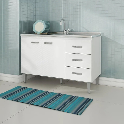 Mueble Cocina Bajo Mesada Armario Aparador Compramas Color Blanco