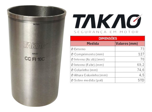 Jogo De Camisa Takao Uno 1.0 8v Fire Evo Flex 2010 2011 2012