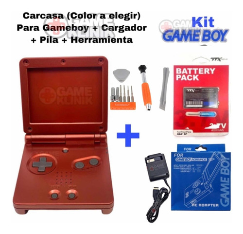 Carcasa Game Boy Advance Sp Gba Ki + Cargador + H + Extra 02