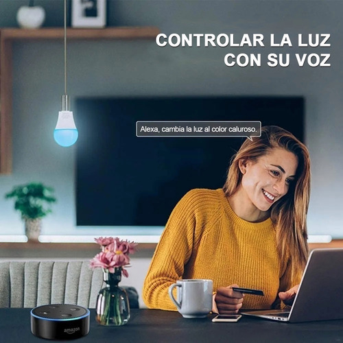 Imagen 7 de 7 de Foco Led Inteligente Wifi Rgbcw De 9w Con Google Home Alexa
